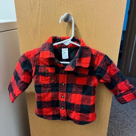 Carter’s bundle grey toggle infant sherpa jacket and plaid Shacket top - Picture 10 of 13
